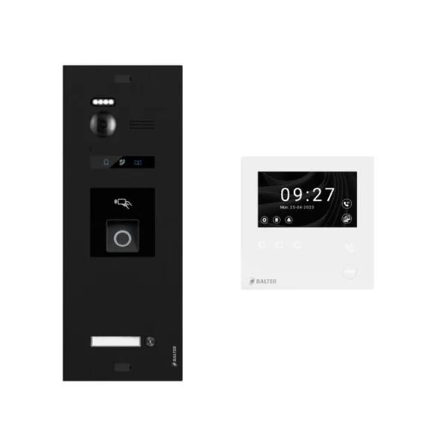 Balter Evo-HD-Mini Video Türsprechanlage mit Fingerprint Komplettset für 1-Familienhaus mit 4,3 Zoll Monitor Schwarz