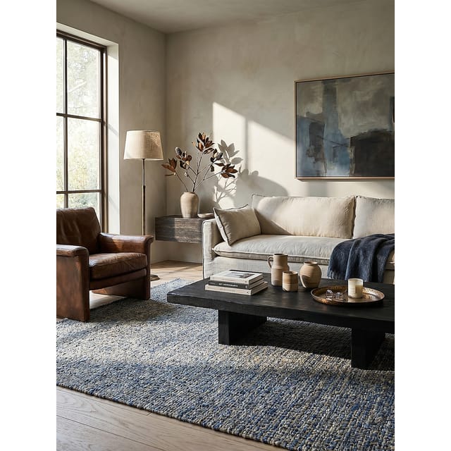 Wollteppich uni Blau 160 x 230 cm - OTLEY Kadima Design