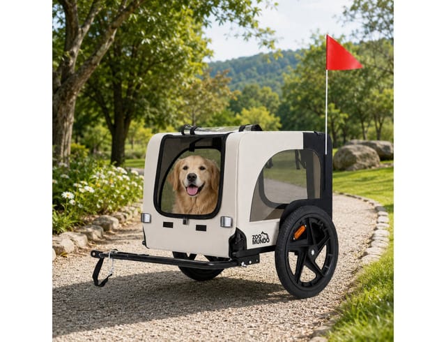 zoomundo Hundeanhänger Fahrradanhänger für Hunde Jacky - in Beige/Schwarz