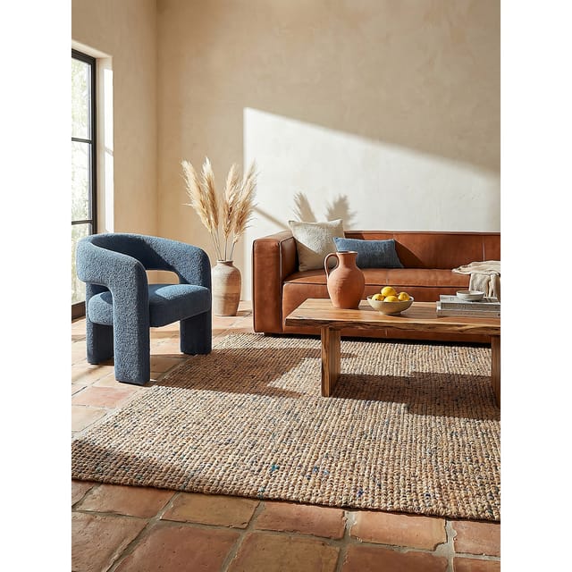 Wollteppich Boho Natur-Blau 120 x 170 cm - ERME Kadima Design