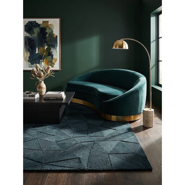 Wollteppich geometrisch Petrol 160 x 230 cm - DEBEN Kadima Design