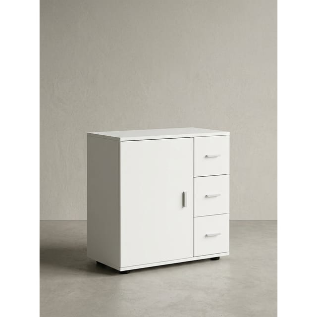 Badschrank Weiß 60x65,5x33 cm mit Tür und Schubladen