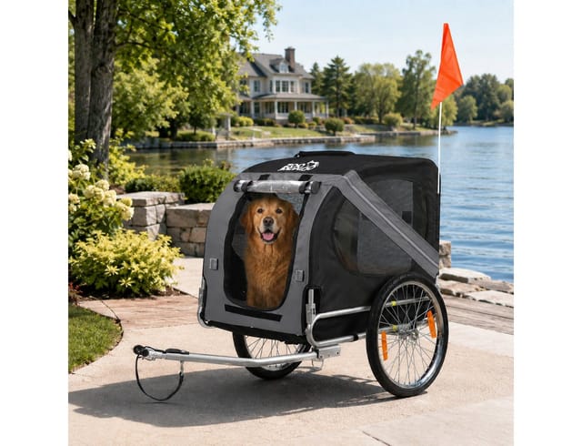 zoomundo Hundeanhänger Fahrradanhänger für Hunde - in Dunkelgrau/Schwarz - Silver Frame