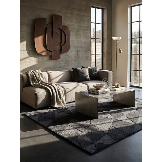 Wollteppich geometrisch Anthrazit 160 x 230 cm - DEBEN Kadima Design