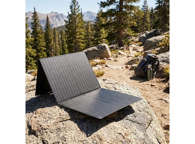 shop'n smile ideoon Solarmodul Faltbares Solarpanel 60W: Tragbares Solarladegerät, MC4 & DC, (1-St), Ösen & Karabinern für Camping