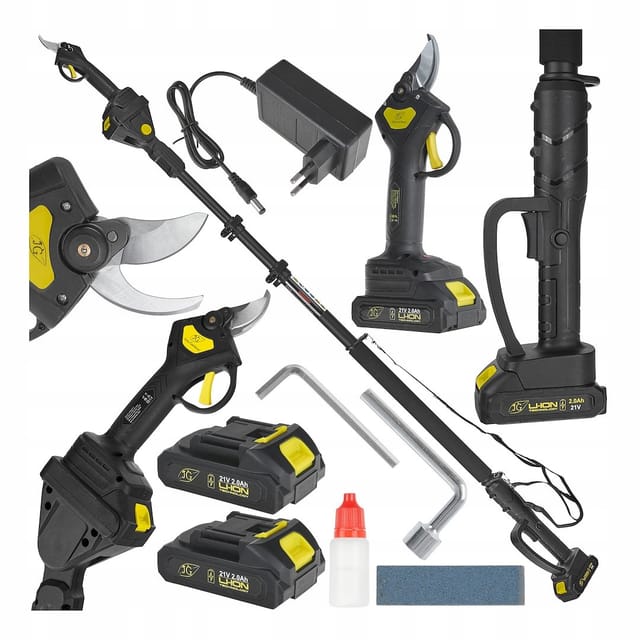 Akku-gartenschere 30 Mm Im Etui 2x2,0 Ah 21 V Mit Teleskopstiel 1,65-2,50 M (10)