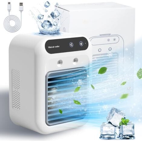 Diese Wiederaufladbare, Tragbare Mini-klimaanlage Mit 25 W Leistung Verfügt Über Zwei Lüfterstufen Und Eignet Sich Ideal Für Den Einsatz In Kleinen Räumen Wie Schlafzimmern, Büros Oder Zu Hause