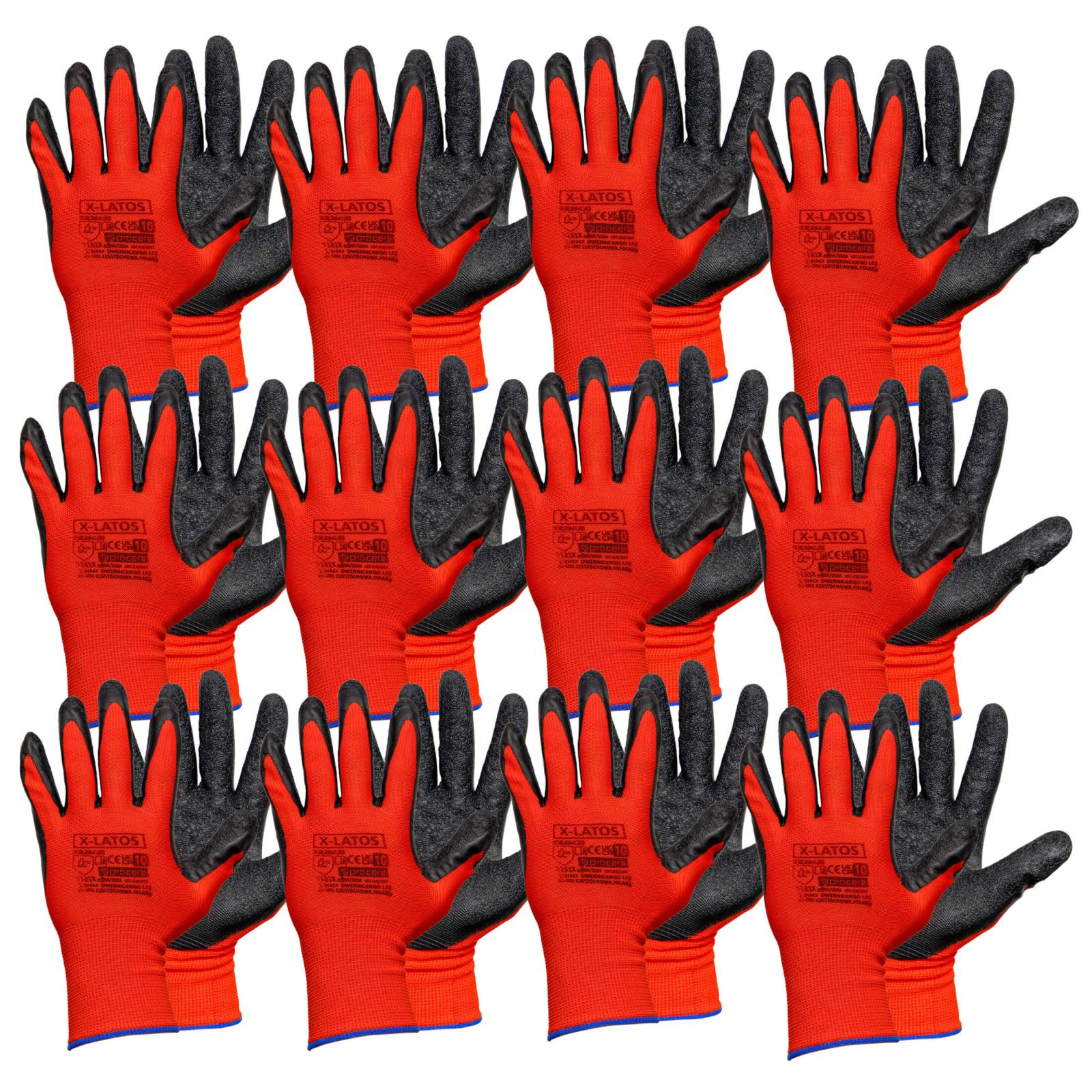 12 Paar X-latos Schutzhandschuhe Arbeitshandschuhe Gr.10 Latex Beschichtung Schutzklasse Ii