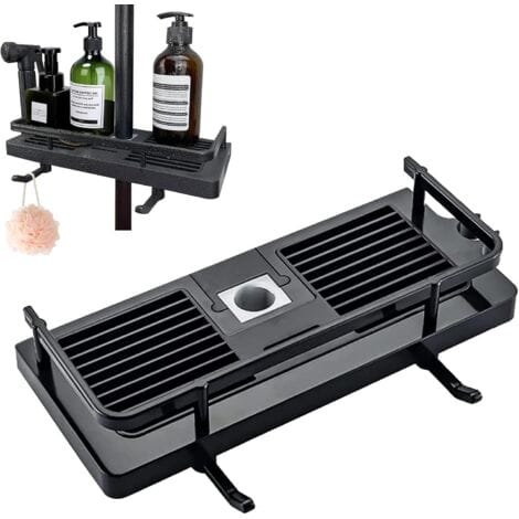 Hakenaufbewahrung, Multifunktionales Hängendes Organizer-regal, Ohne Bohren, Duschregal, Wandmontierter Dusch-/badezimmer-aufbewahrungsorganisator – Passend Für 24–25 Mm Schienen (schwarz)