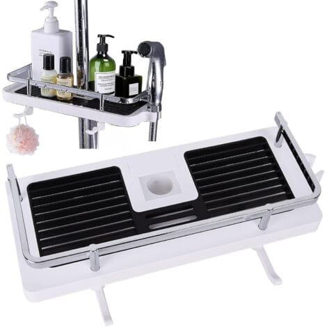 Aufbewahrungshaken, Multifunktionales Hängendes Organizer-regal, Ohne Bohren, Duschregal, Wandmontierter Dusch-/badezimmer-aufbewahrungsorganisator – Passend Für 24–25 Mm Schienen (weiß)