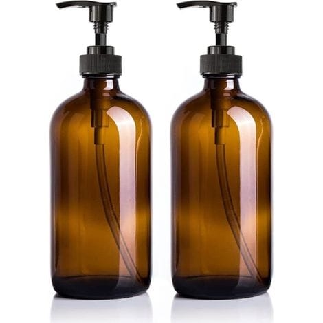 2er-packung 500-ml-braunglasflaschen Mit Pumpe, Seifenspender, Handseifenspender, Großer Spülmittelspender, Wiederverwendbare Glasflaschen Mit Pumpe