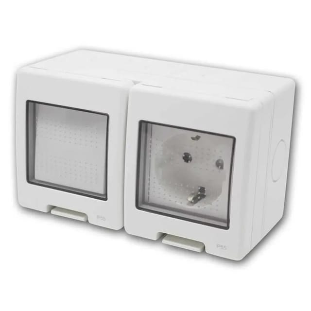 TEM TEM Aufputz Kombi Steckdose Lichtgrau 16A250V IP55