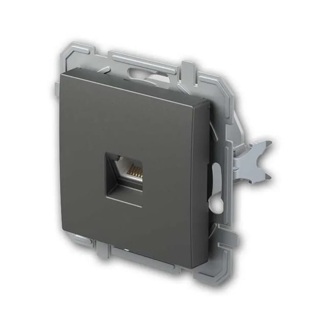 TEM LOGIQ RJ45 Netzwerkdose CAT6 88 Anthrazit ohne Rahmen