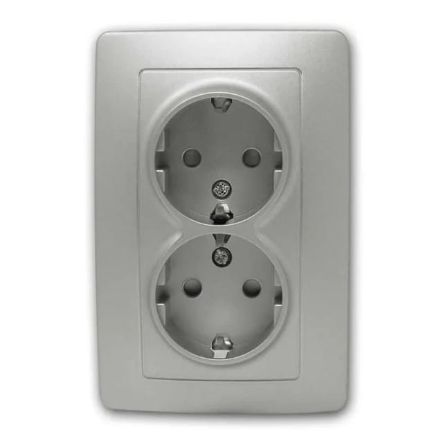 world-trading-net EKONOMIK 2-Fach Schuko Steckdose Silber 250V16A