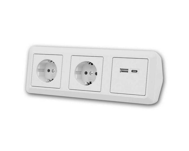 McPower CUP Aufbau Steckdosenblock Weiß 2-Fach USB A&C