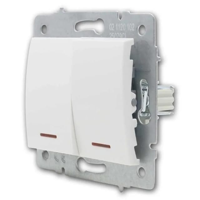 Kanlux LOGI 2-Fach Schalter mit LED Weiß 250V10A ohne Rahmen