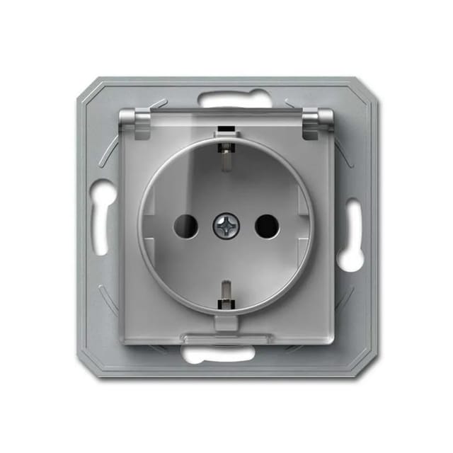 TEM EKONOMIK Schuko Steckdose Silber Deckel OHNE Rahmen