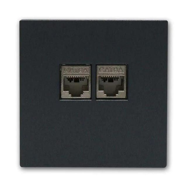 McPower Netzwerk Dose SHALLOW 2xRJ46 CAT6 Anthrazit ohne Rahmen