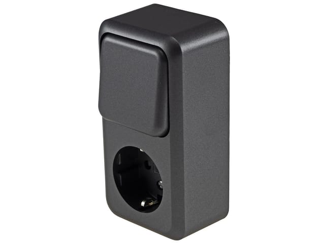 ChiliTec FASKO Kombi Steckdose Schalter AP Anthrazit 250V