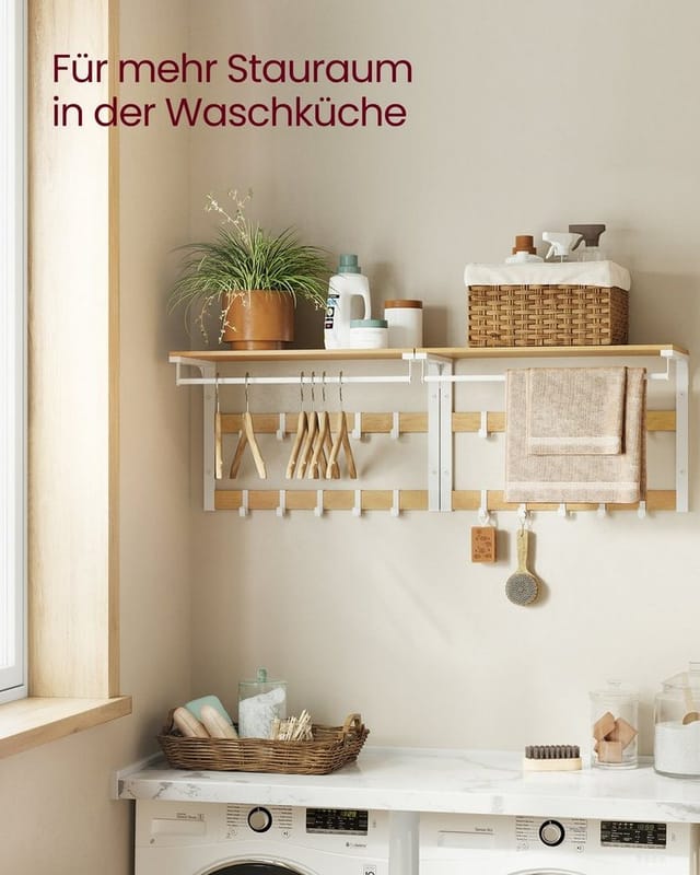 Vasagle Wandgarderobe mit Ablage 65 cm x 42 cm x 30 cm Weiß
