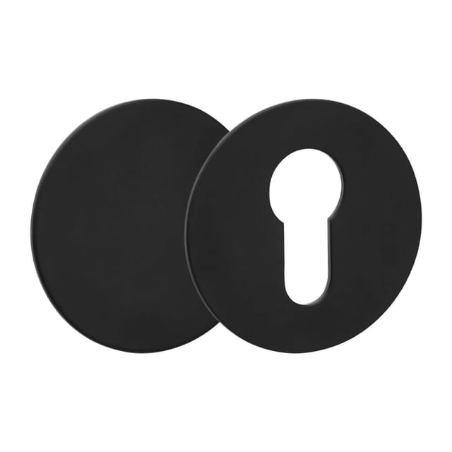 SOTECH 2x Selbstklebende Tür Rosetten Set Rund Ø55 mm mit PZ und Blindrosette Edelstahl Schwarz