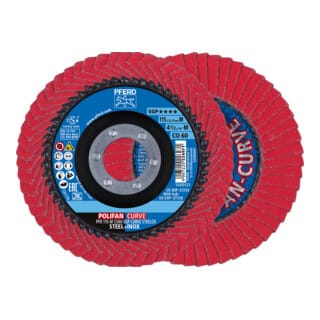 PFERD TOOLS POLIFAN-Flap Discs PFR 115-M CO 60 SGP CURVE STEELOX