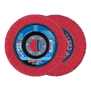 PFERD TOOLS POLIFAN-Flap Discs PFR 115-L CO 60 SGP CURVE STEELOX