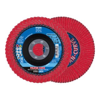 PFERD TOOLS POLIFAN-Flap Discs PFR 125-M CO 60 SGP CURVE STEELOX