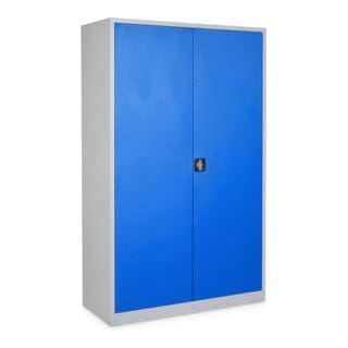 STIER Universalschrank Basic 120 x 50 cm 4 Fachböden Hellgrau Enzian Blau
