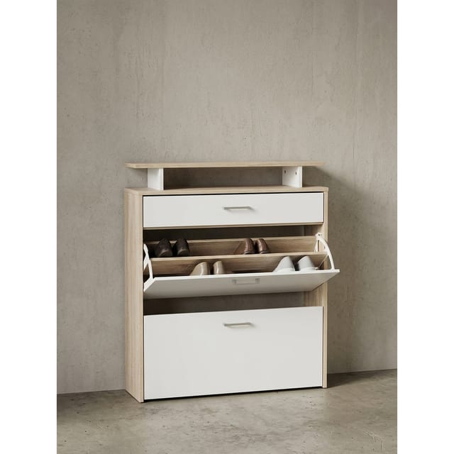 Schuhkipper – Sonoma Eiche, 80x95x24 cm, schmal, modern, mit Schublade