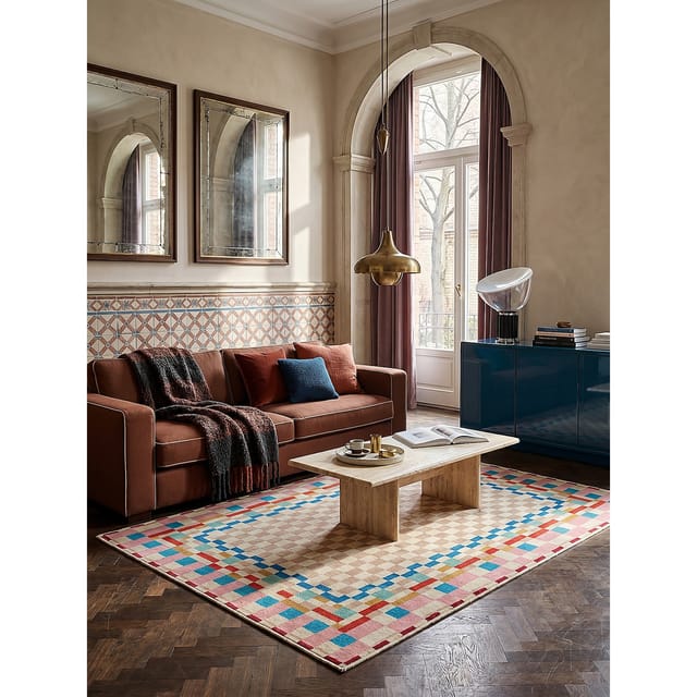 Wollteppich Bordüre Bunt 180 x 230 cm - DAHLIA Kadima Design