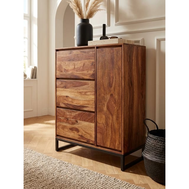 Schuhschrank – Massivholz, 88x120x40 cm, geschlossen, mit Ablage