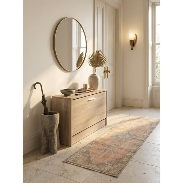 Schuhkipper Holz mit 1 Fach und Ablage, Sonoma 80x24x47 cm