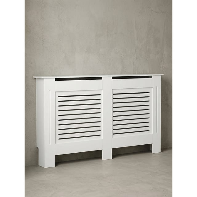 Heizkörperverkleidung MDF Weiß Rechteckig Lamellen 152x19x83