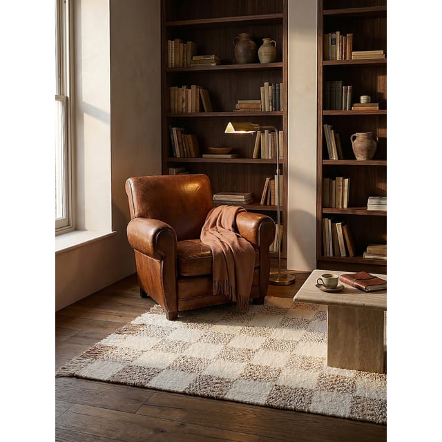 Teppich kariert Beige-Natur 120 x 170 cm - VYNE Kadima Design