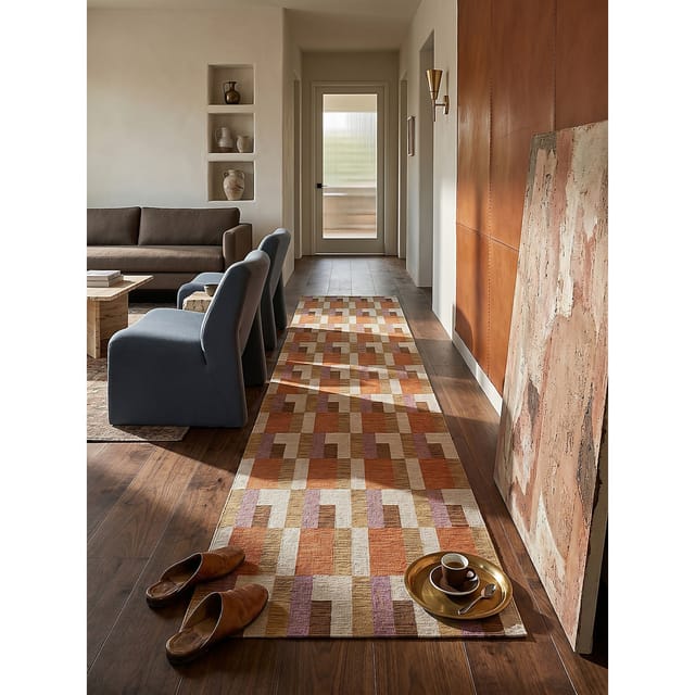 Läufer geometrisch Orange-Natur 60 x 230 cm - COQUET Kadima Design