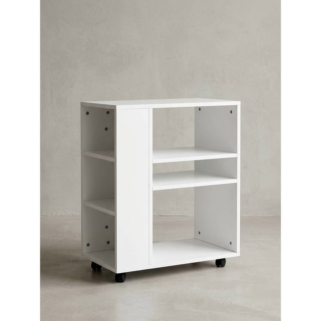 Regalwagen Holz Mit Rollen Schmal Modern, Weiß 60x35x75 cm