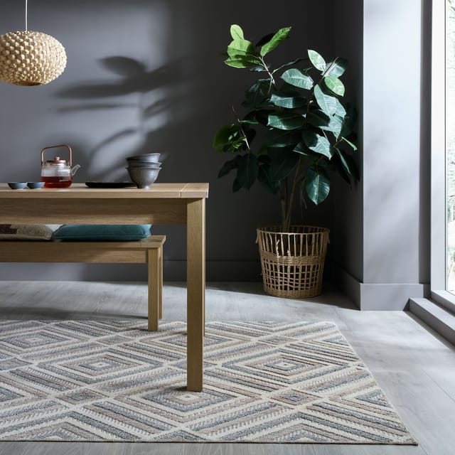 Teppich Rauten Grau-Beige 194 x 290 cm - RIDGE Kadima Design