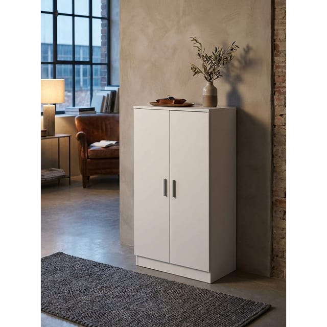 Schuhschrank – Weiß, 55x108x35 cm, geschlossen, Flurschrank mit 2 Türen