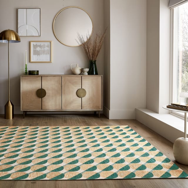 Teppich geometrisch Grün-Natur 120 x 170 cm - COQUET Kadima Design