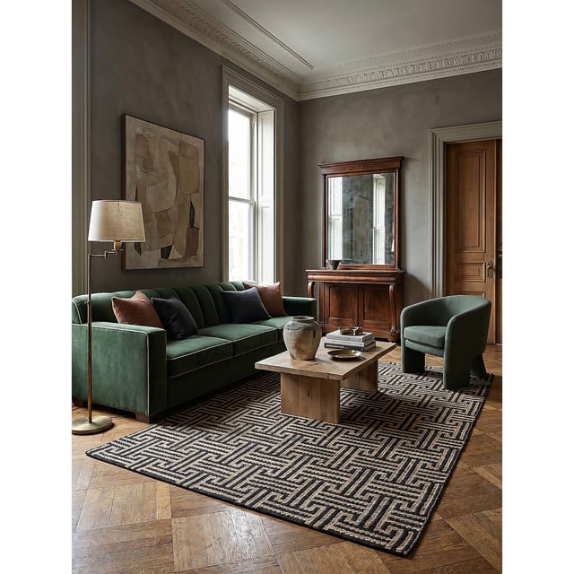 Teppich geometrisch Natur-Schwarz 120 x 170 cm - CROFT Kadima Design