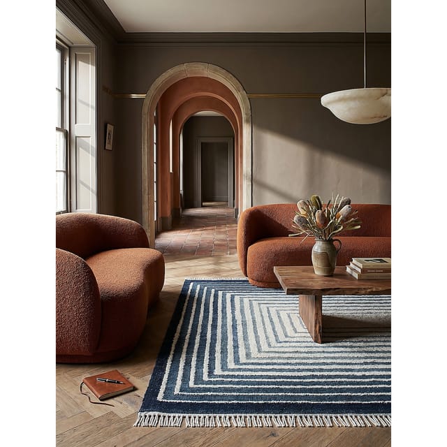 Flachgewebe-Teppich geometrisch Blau 160 x 230 cm - FROND Kadima