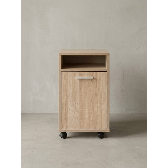 Rollcontainer Schubladen Tür Ablage Mit Rollen, Sonoma 33x38x60 cm