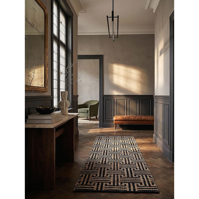 Läufer geometrisch Natur-Schwarz 80 x 230 cm - CROFT Kadima Design