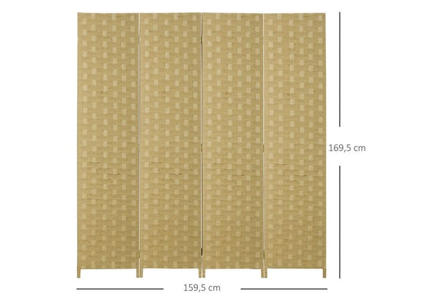 HOMCOM Paravent Trennwand aus Wellenfaser (Set, 1 St., Sichtschutz), Faltbar, 4 Paneele, 160x170 cm