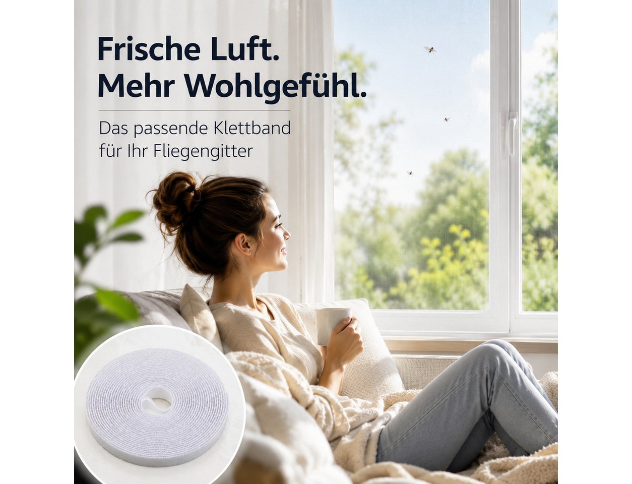 Testrut Fliegengitter-Gewebe Klettband für Fliegengitter 5,6 m x 0,6 cm Weiß, (1-St) Bild 5