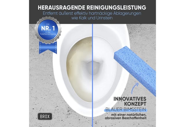 BROX WC-Reinigungsbürste – Bimsstein Toilette & Bimssteine WC, Blau, Kalk & Urinsteinentferner, (SPAR-SET, 5-tlg), Nachhaltig & Wiederverwendbar