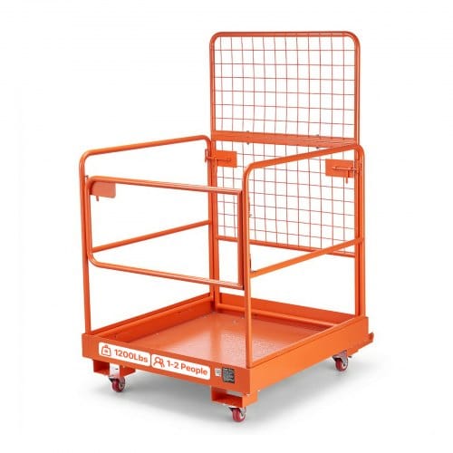 VEVOR Staplerbühne 920x1045mm, 544,31kg Belastbarer Arbeitskorb aus Kohlenstoffstahl, Arbeitsbühne mit 155x60mm Einfahrtaschen Verriegelungsstift Rollen, Gabelstapler-Sicherheitskorb für Höhenarbeiten