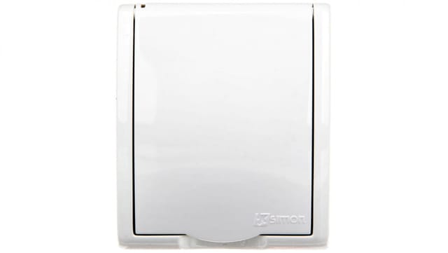 Simon Aquarius Einzel-hermetiksteckdose Mit/ohne Ip54 Mit Schienenverschluss Und Vollabdeckung, Weiß Aqgz1z/11