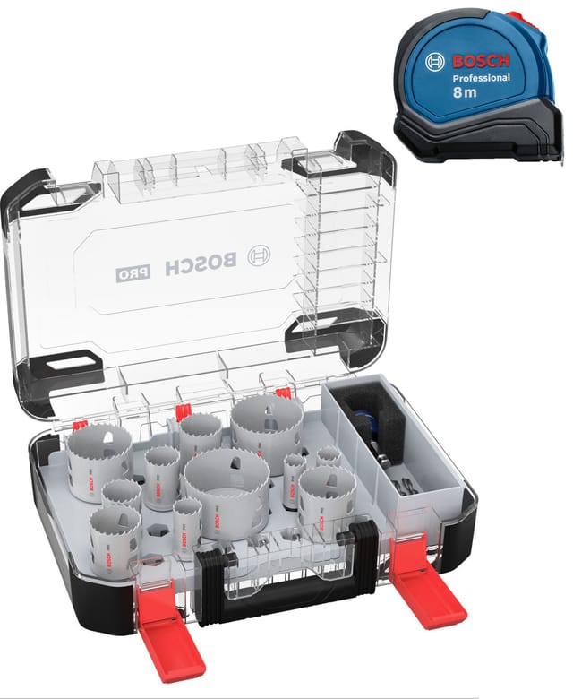 Bosch Pro Multi Material Pc Plus Lochsägen-set, 20 - 76 Mm, 14-tlg. + Bosch Maßband 8 M